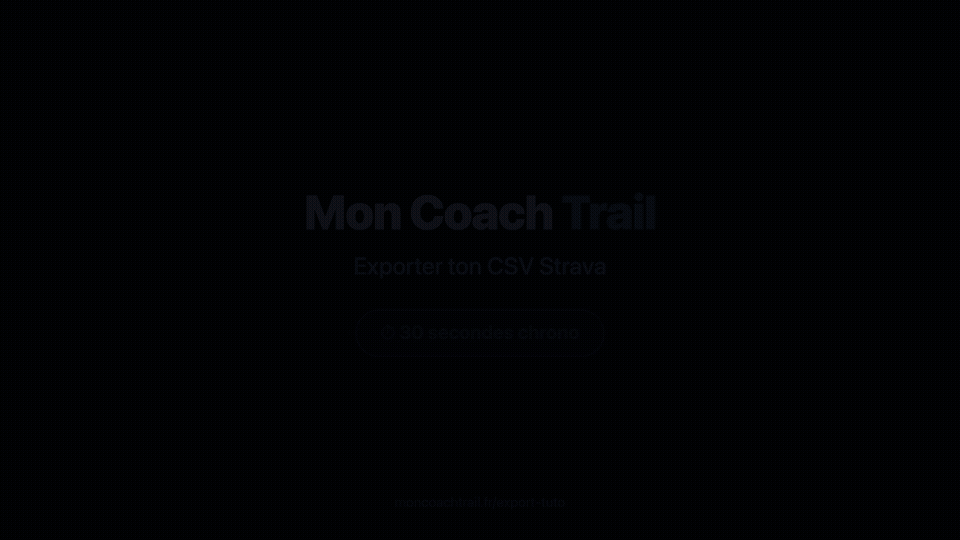 Tuto export CSV Strava — 30s en 4 étapes